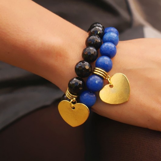 KOMPLET jadeit fasetka BLACK&BLUE kaktusia