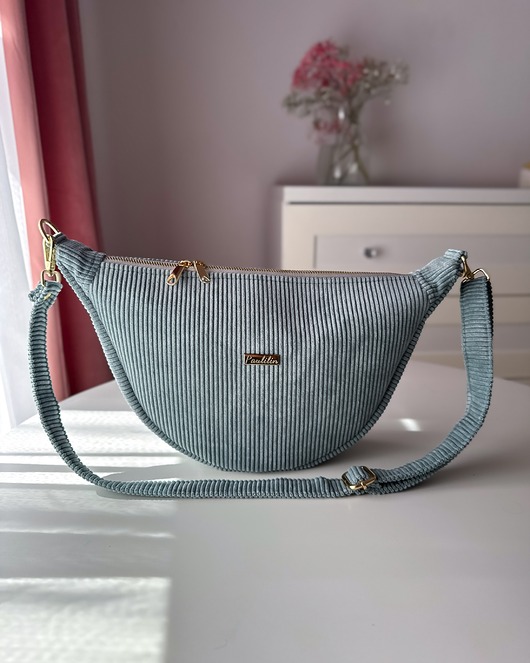 saszetka nerka Torebka Crossbody standard sztruksowa miętowa