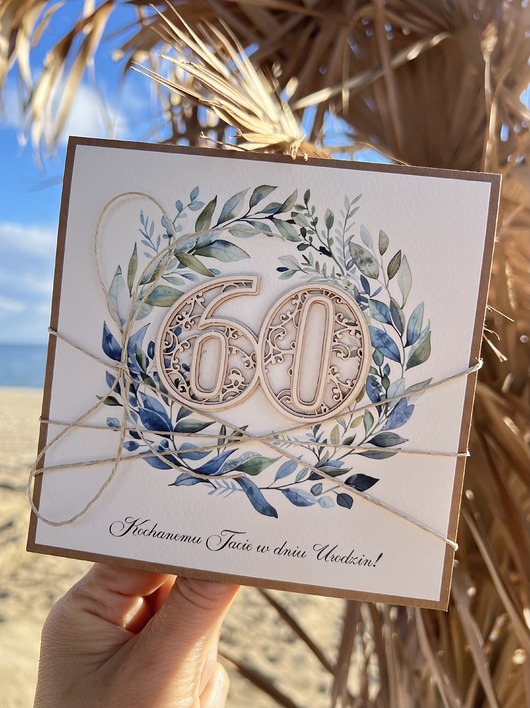 kartki scrapbooking Personalizowana Ręcznie robiona kartka na 60 urodziny