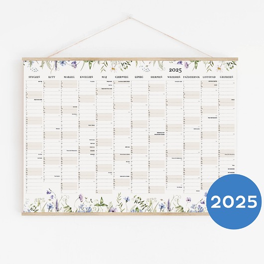 kalendarze i plannery Planer ścienny 2025 święta 42x60cm (A2)+dębowy wieszak