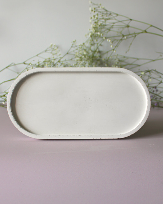 pojemniki na biżuterię Duża taca betonowa owalna 23cm