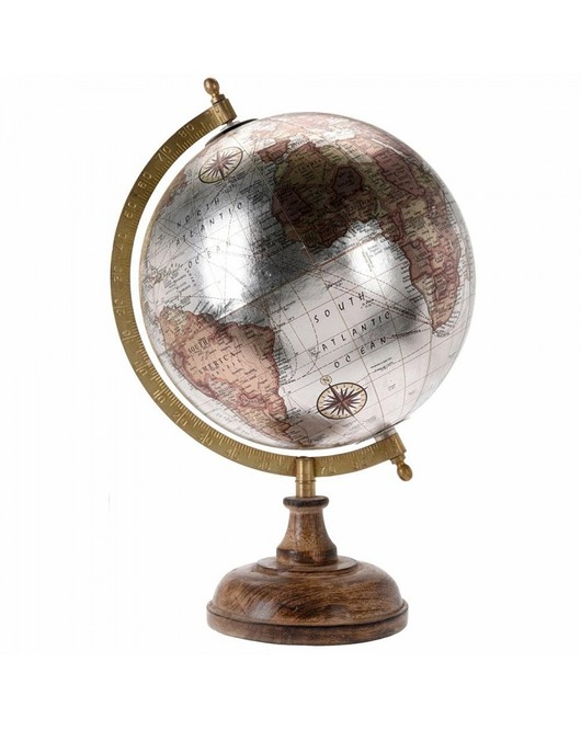 dodatki - różne Globus Ozdobny Metaliczny Srebrny