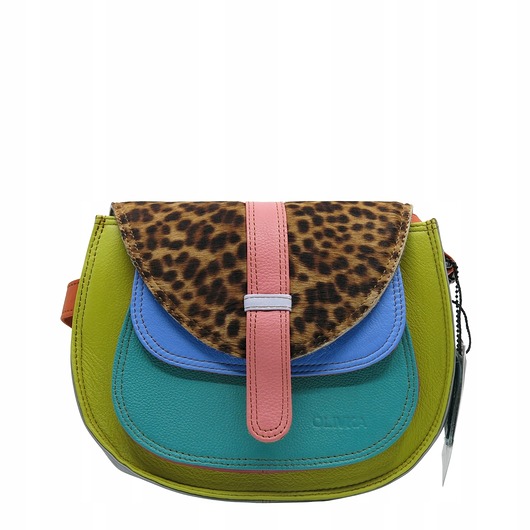 torby na ramię Torebka damska na ramię skórzana pojemna kolorowa ze skrawków eko OLIVKA