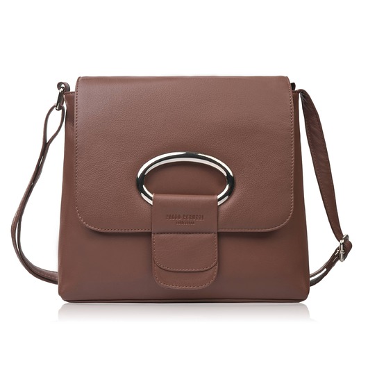 torby na ramię Torebka damska skórzana na ramię brązowa listonoszka klasyczna AY-19-BR