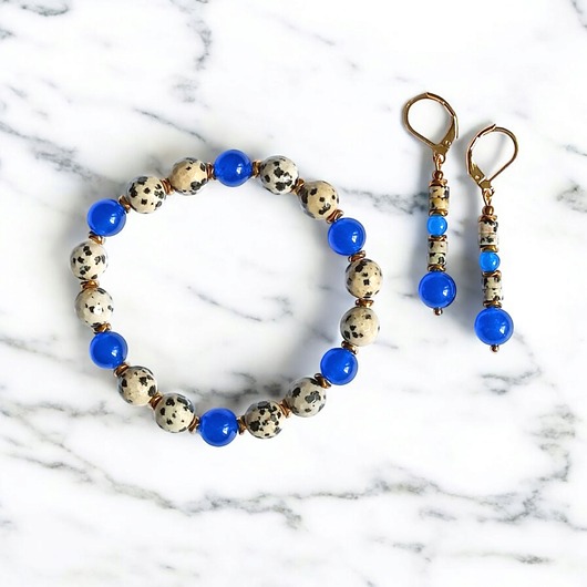 komplet biżuterii RAZEM TANIEJ! jasper collection : bransoletka i kolczyki : jaspis & jadeit