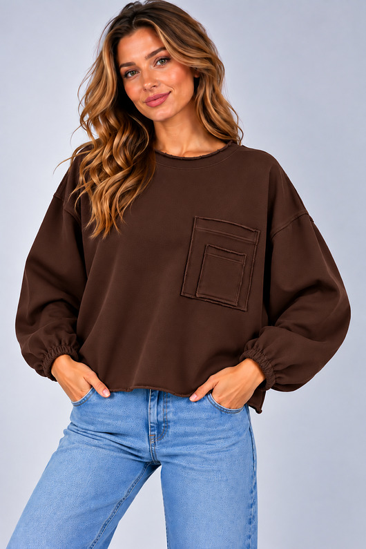 bluza bez kaptura damska Bluza Flavia Czekolada