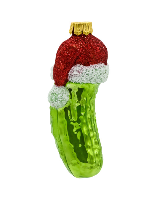 ozdoby choinkowe Bombka choinkowa: Ogórek z czapką Świętego Mikołaja