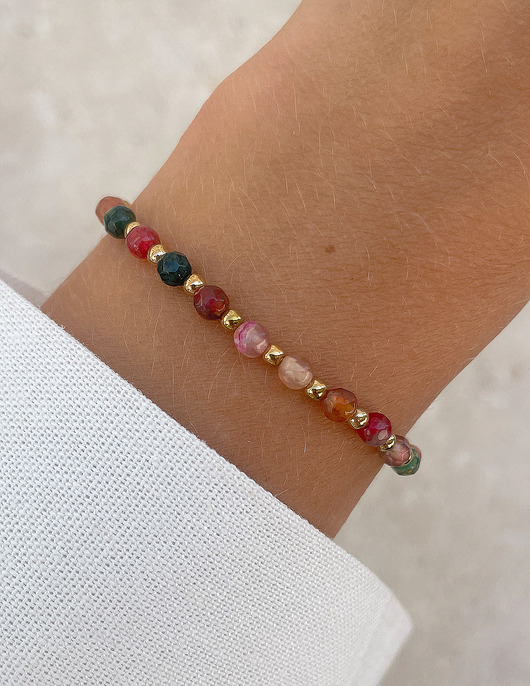 bransoletki z kamieni naturalnych Bransoletka na gumce z  mixu agatu z hematytem