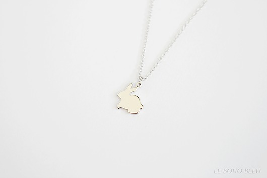 Rhodium Plated Tiny Bunny Necklace Le Boho Bleu