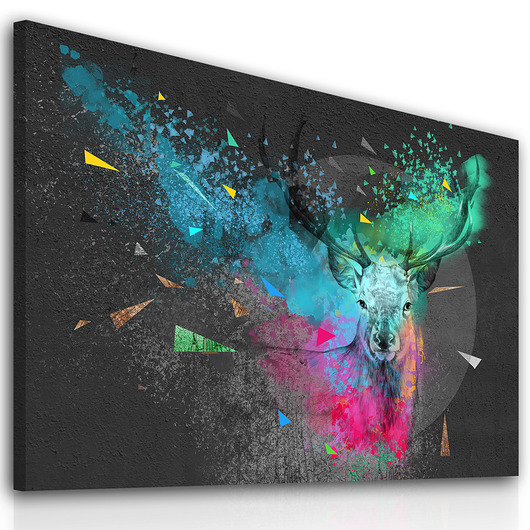 Obraz na płotnie z kolorowym jeleniem120x80cm LUdesign gallery