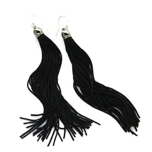 kolczyki chwosty Kolczyki XL frędzle czarne chwosty