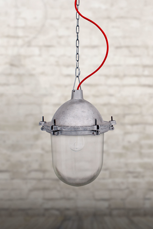 Duża lampa loft ze szklanym kloszem, stara 40 cm Manilove