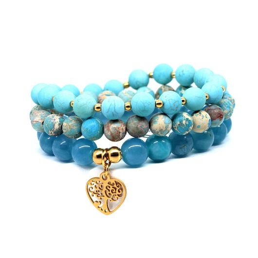 Zestaw bransoletek turkusowy jasny #12 Kociokwik Jewelry