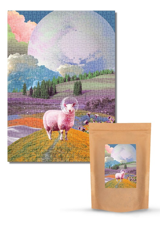 puzzle dla dzieci Muno Puzzle "Space Sheep" by Agnieszka Osiecka 1000 el. w eco woreczku