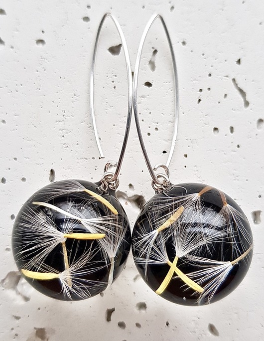 Kolczyki srebrne z nasionami dmuchawca Grol Jewellery