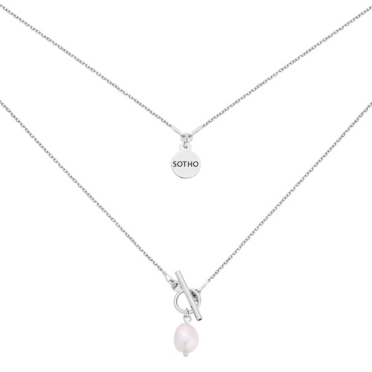 srebrne naszyjniki Srebrny naszyjnik z ozdobnym zapięciem i naturalną perłą