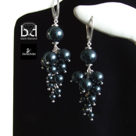 Tajemnicze Gronka kryształ Swarovski   (6,5 cm) Black Diamond