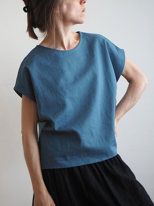 topy damskie Koszulka na Lato 100% len morski