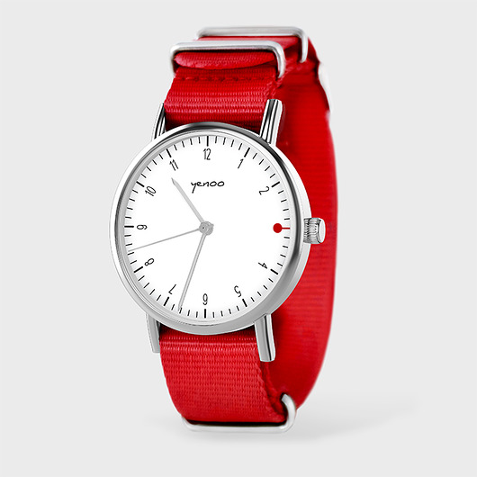 zegarki unisex Zegarek - Simple elegance, biały - czerwony