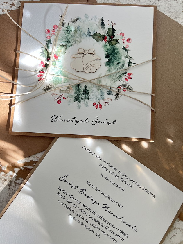 kartki świąteczne Wyjątkowa ręcznie robiona kartka świąteczna na Boże Narodzenie