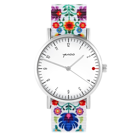 zegarki damskie Zegarek - Simple, biały - folk biały, nato