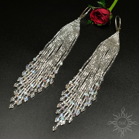 Biżuteria ślubna Gealai, srebrne ślubne kolczyki, beading