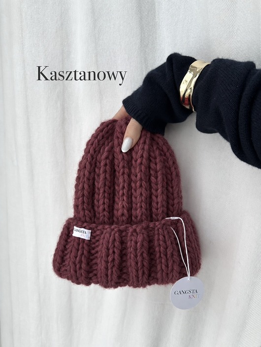 czapki damskie Czapka Nordic 100% wełna *kasztanowy*