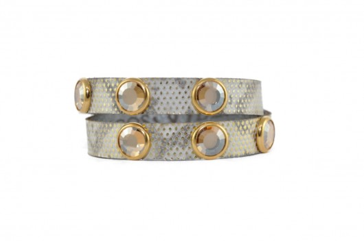 Double Wrap Silver/Gold Phyton with Stones Brace Joccos Design