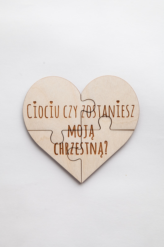 Chrzest - inne Puzzle serce dla Matki Chrzestnej PERSONALIZACJA