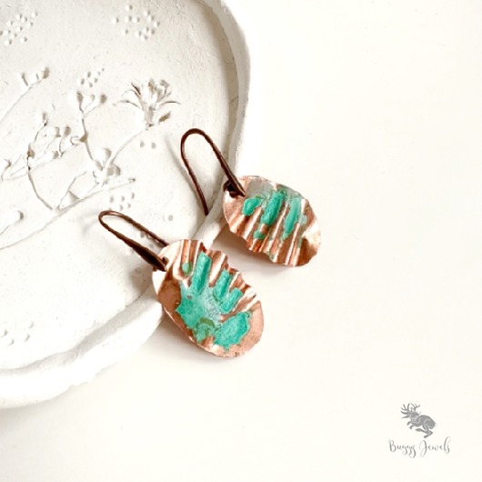kolczyki z miedzi Miedziane, Owalne Kolczyki Handmade 2