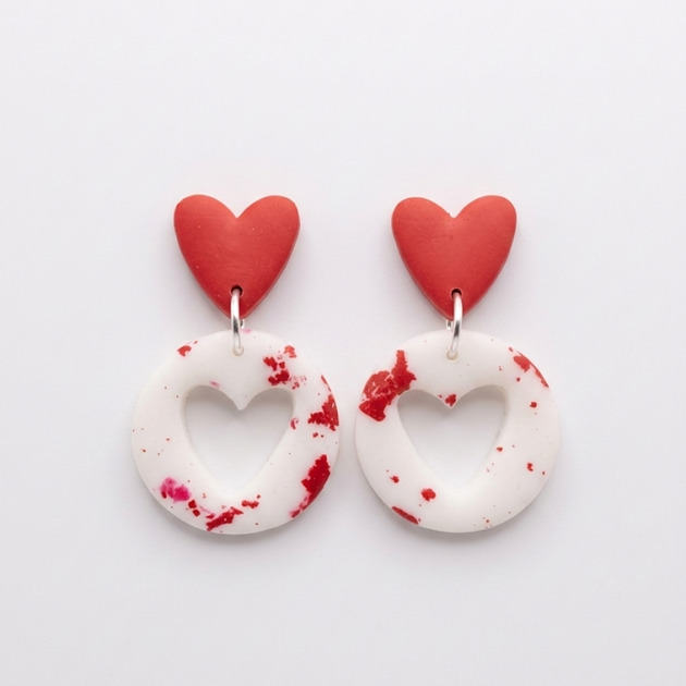kolczyki z masy plastycznej Kolczyki Serca