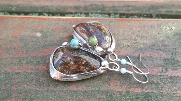 kolczyki z kamieniami Kolczyki Amberki