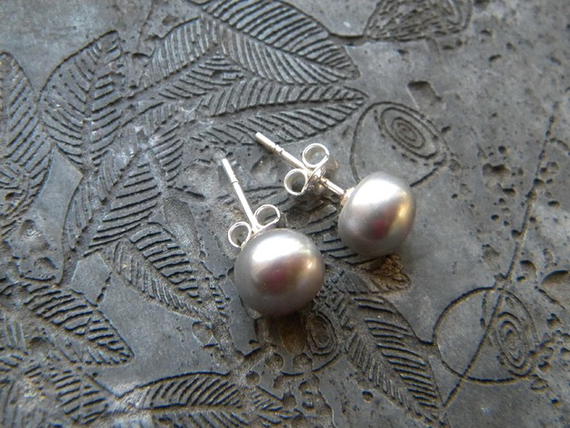 kolczyki wire wrapping Stalowe perły   -   kolczyki