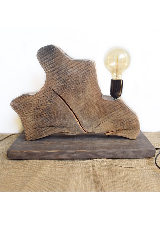 lampy - inne Lampa z plastra drewna loft japandi wabi-sabi /1/