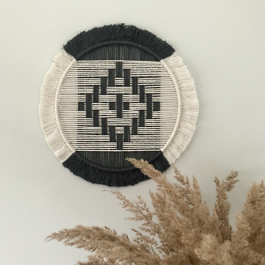 makramy Geometryczna makrama Aztec grafit