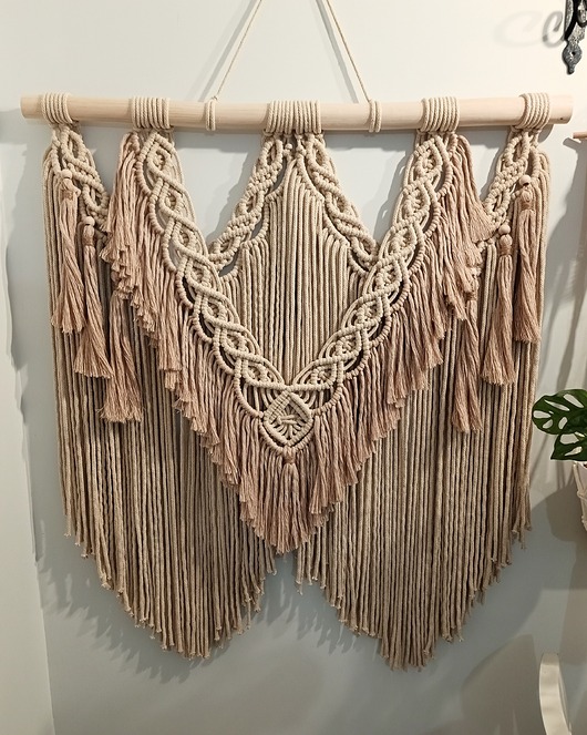 makramy DOSTĘPNA OD RĘKI Makrama boho XL ciepły beż