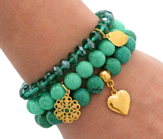 Turquoise, patina jade & emerald crystal. Lavoga
