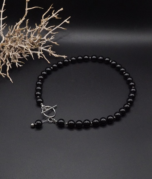 chokery Choker z czarnego turmalinu - Nowoczesny talizman