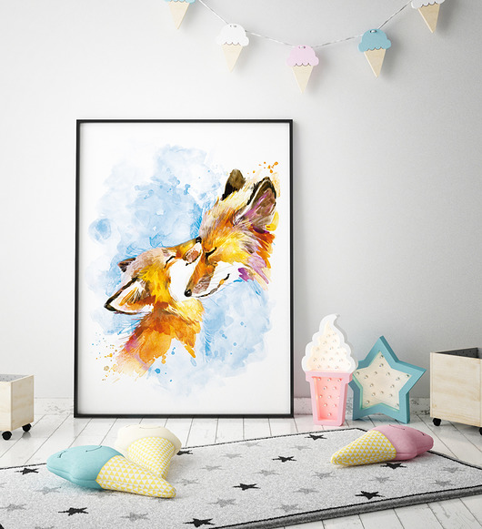 Plakat dla dziecka Lisia Rodzinka 50x70 cm B2 HOG STUDIO