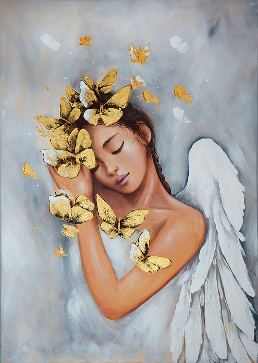 obrazy Ręcznie malowany Anioł - 50x70