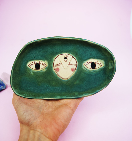 Paterka "face to face" turkusowa OTOOKA CERAMICS