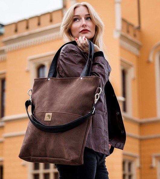 Brązowa torba z zamszu ekologicznego Karolina Audycka
