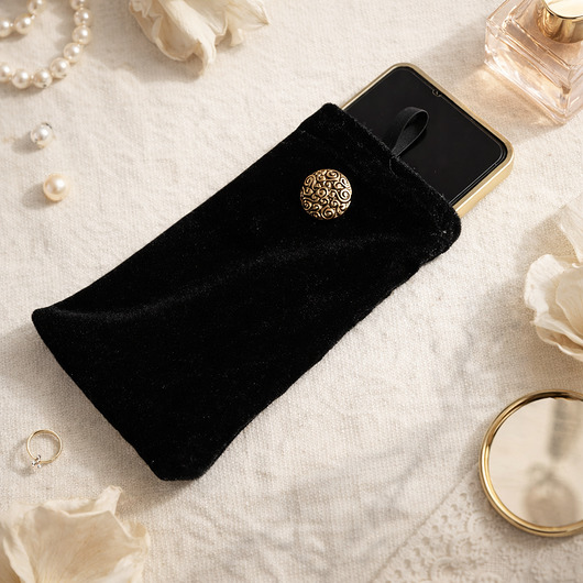 etui na telefon Luksusowe etui na telefon welurowe czarne