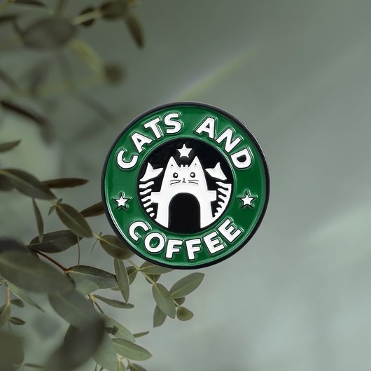 przypinki Przypinka metalowa, pin CATS&COFFE