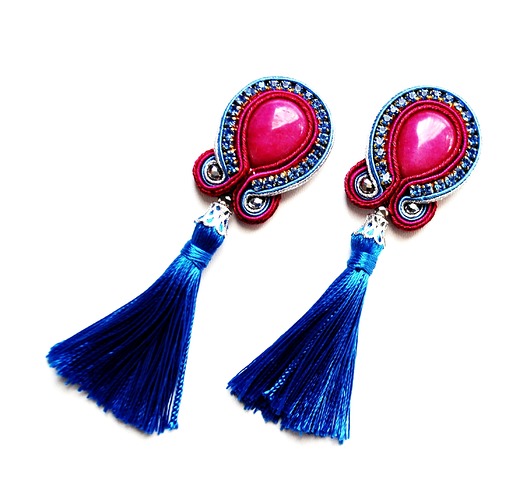 kolczyki soutache Sutaszowe kolczyki ROSE z CHWOSTAMI _ EXPRESS