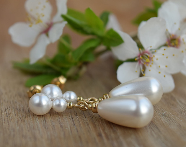 Pozłacane kolczyki z perłami kryształ Swarovski Marisella