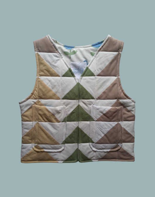 kamizelki damskie Kamizelka pikowana patchwork z kieszeniami - roz. S