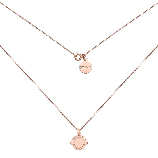 złote naszyjniki Dwustronny obrotowy naszyjnik z księżycem i słońcem z różowego złota