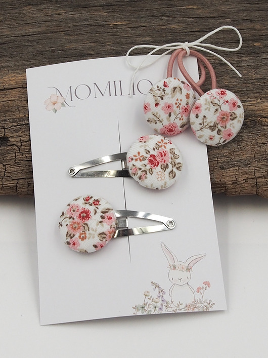 ozdoby do włosów dla dzieci Komplet do włosów gumeczki i spineczki Florence Pink
