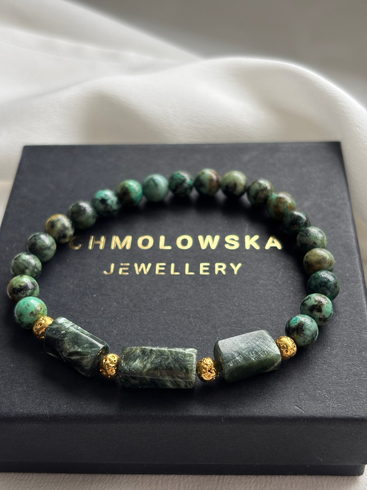 biżuteria męska Bransoletka Męska Unikatowa Serafnit i Turkus afrykański